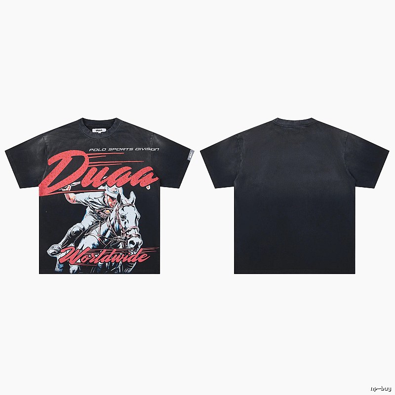 DUAA Vintage Style Black Polo T-Shirt