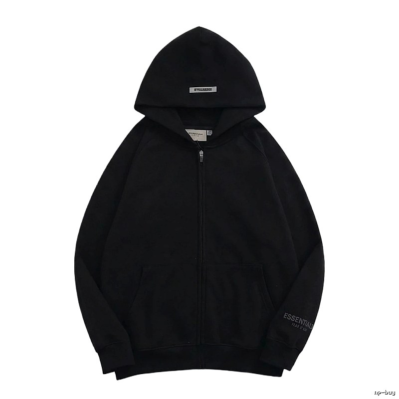 ESSENTIALS minimalist style black hoodie
