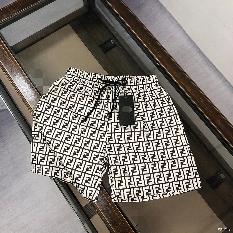 Fendi FF Monogram Streetwear Style White and Black Shorts