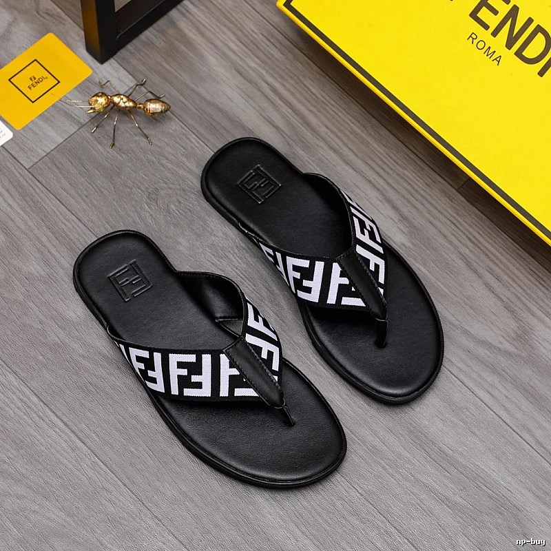 Fendi FF Monogram Trendy Black Flip-Flops