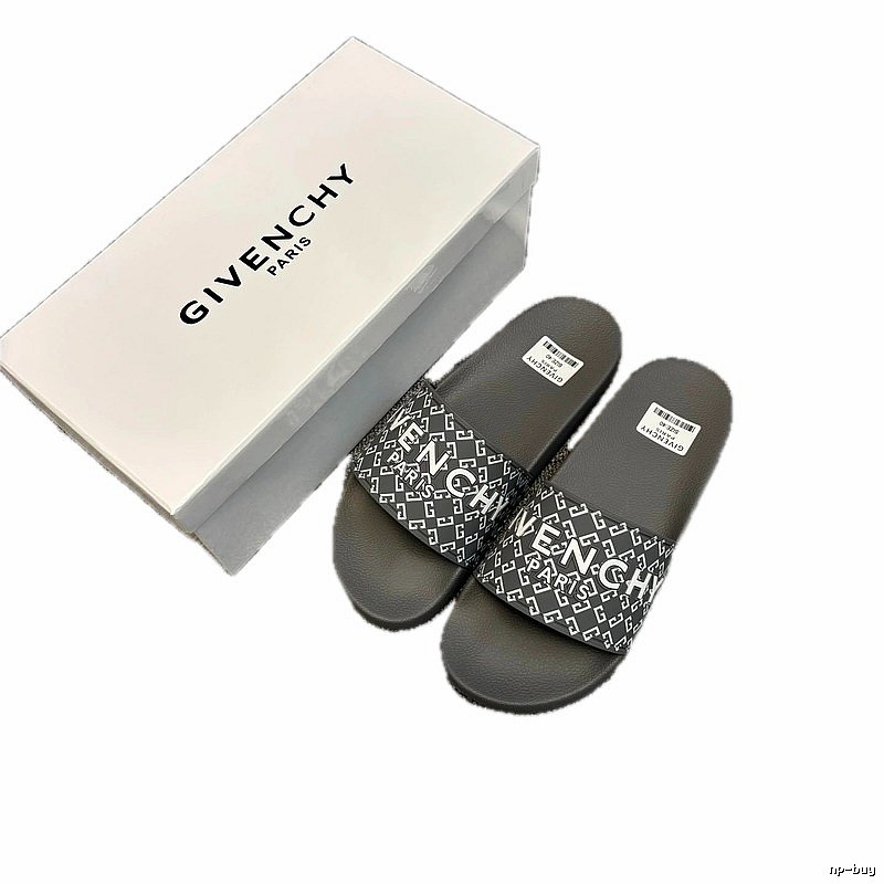 Givenchy All-Over Monogram Streetwear Style Dark Gray Slides