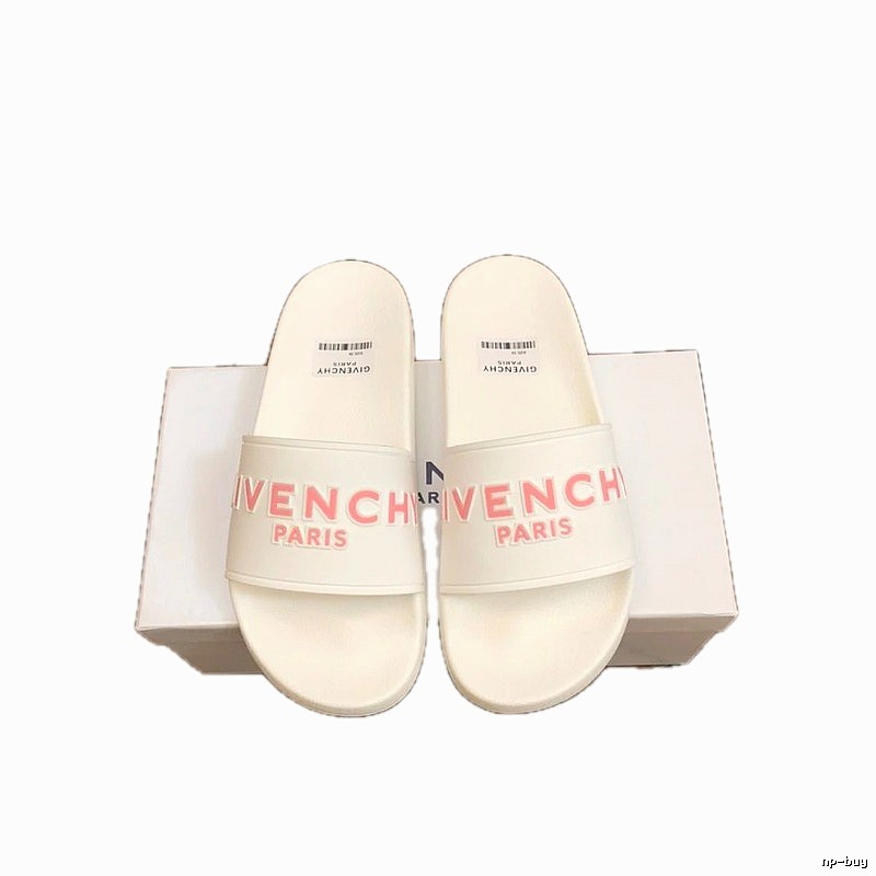 Givenchy Letter Print Casual Style White Slippers