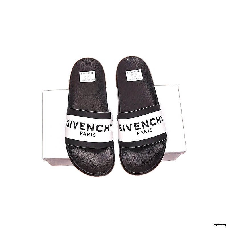 Givenchy Letter Printed Streetwear-style Black and White Slides