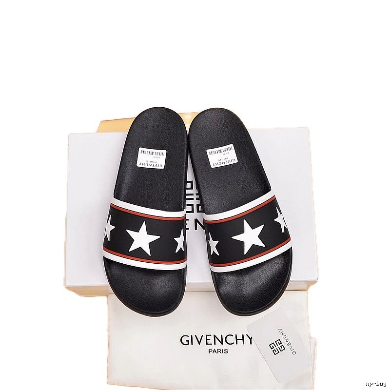 Givenchy Star Collection Trendy Style Black Slide Sandals