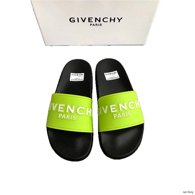 Givenchy Trendy Letter Print Fluorescent Green Slide Slippers