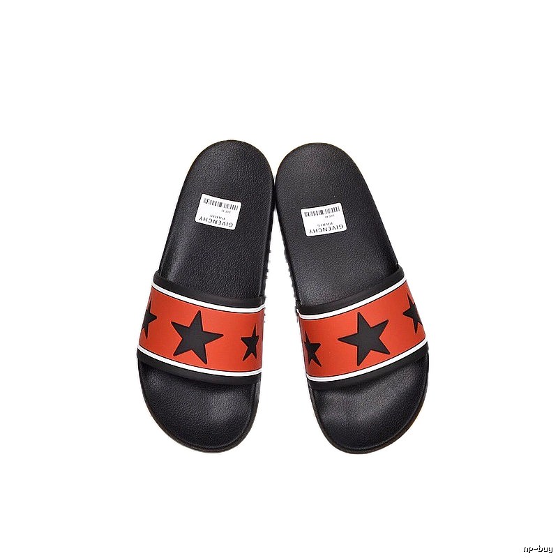 Givenchy Trendy Star Print Orange and Black Slide Sandals