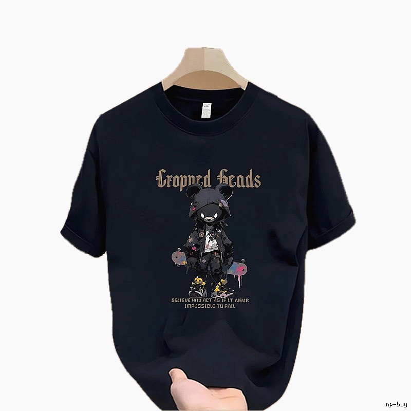 Gloomy Bear Streetwear Street-style Navy Blue Short-sleeve T-shirt