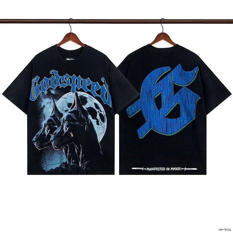 Godspeed Doberman Print Dark Style Black Short Sleeve T-shirt