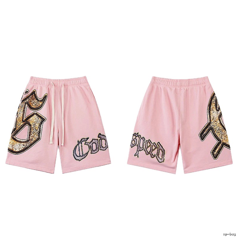 Godspeed Printed Vintage Style Pink Shorts