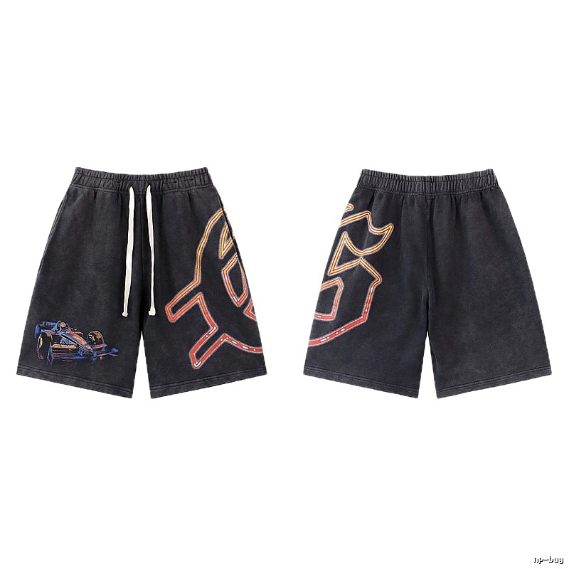 Godspeed Racing Print Street Style Charcoal Black Shorts