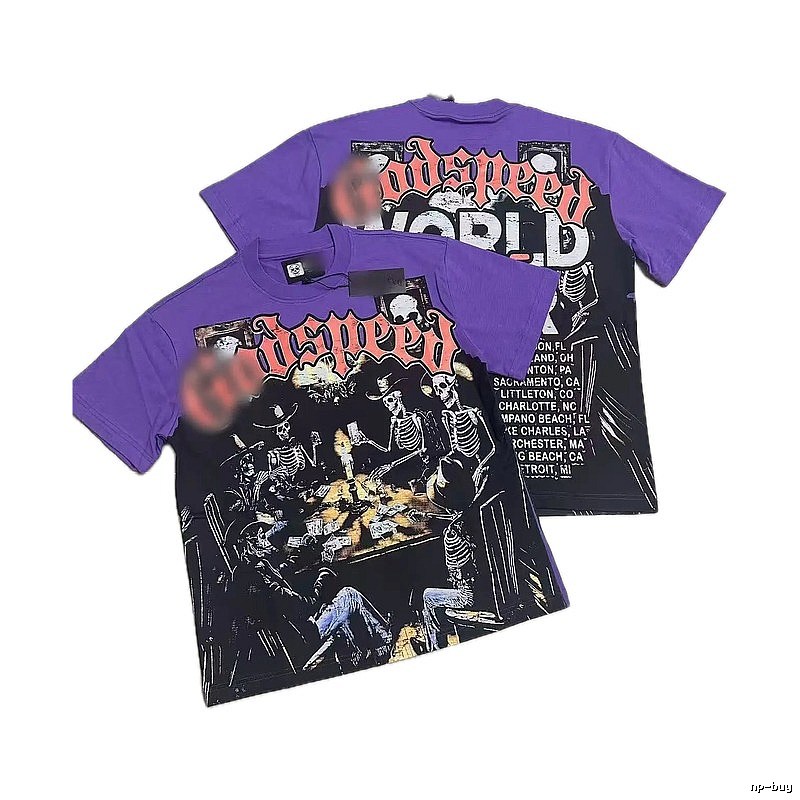 Godspeed Skull Poker Street Style Purple T-shirt