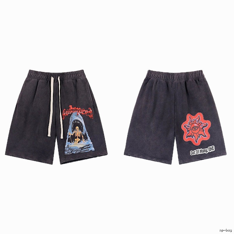 Godspeed Skull Print Trendy Cool Charcoal Gray Shorts