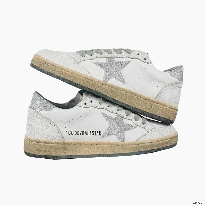 Golden Goose Ballstar Silver - White Retro Athletic Shoes