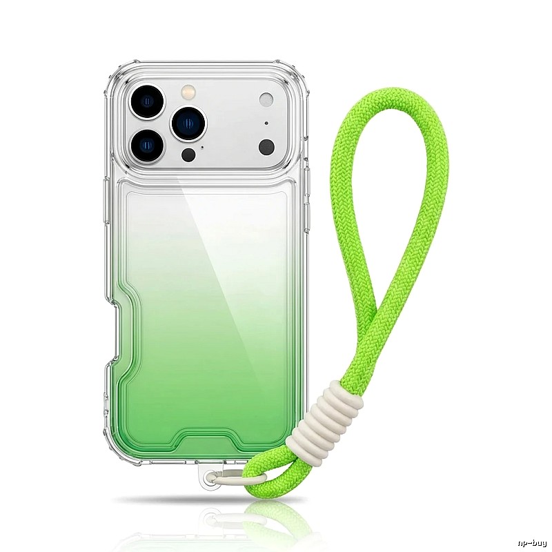 Gradient transparent green iPhone case of trendy brand