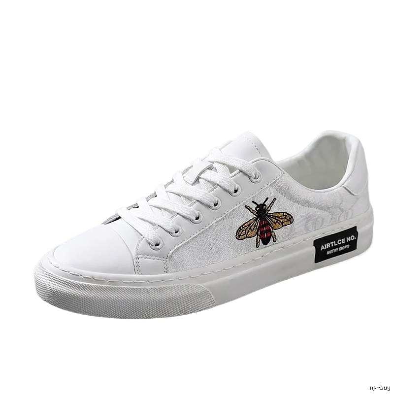 Gucci bee - embroidered small white shoes