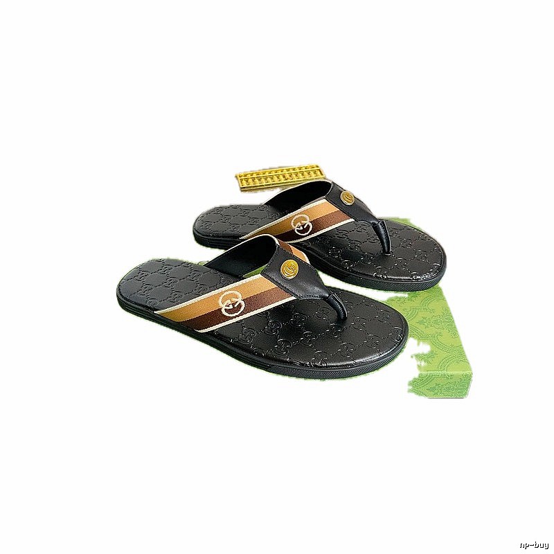 Gucci Classic Webbing Casual Style Black Flip-Flops