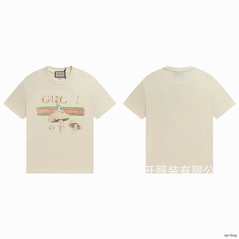 Gucci Co-branded Retro Style Off-white Printed T-Shirt
