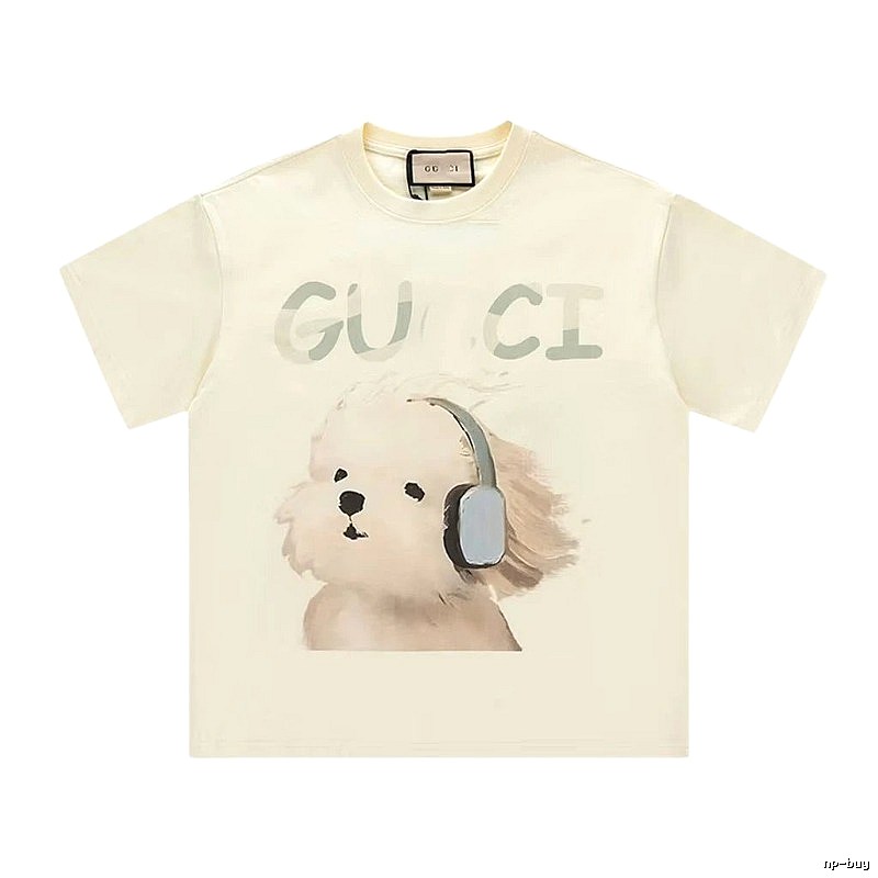 Gucci Dog Print Casual Style Off-white T-shirt