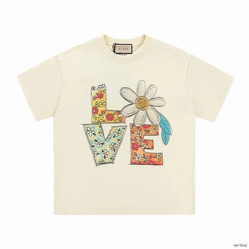 Gucci LOVE Floral Casual Off-white Short-sleeve T-shirt