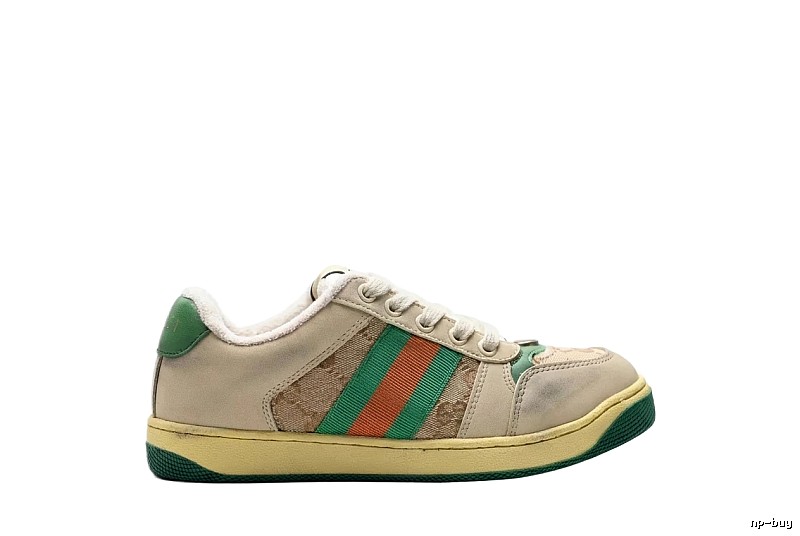 Gucci retro-style beige-green sports shoes