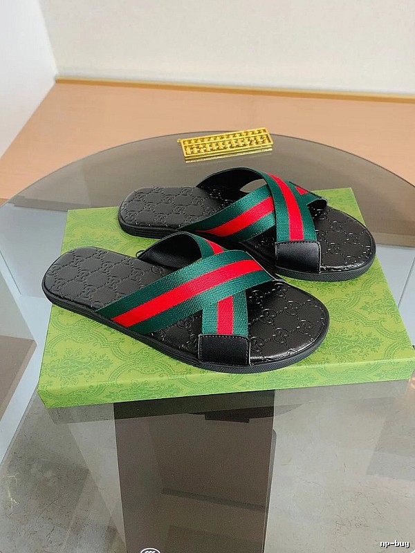 Gucci Vintage Classic Red and Green Web Stripe Slide Sandals