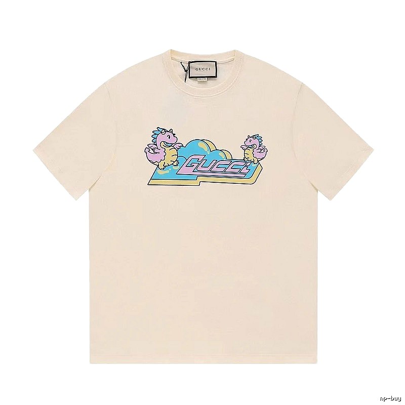 Gucci Year of the Dragon Collection Cartoon Style Off-white Short Sleeve T-shirt