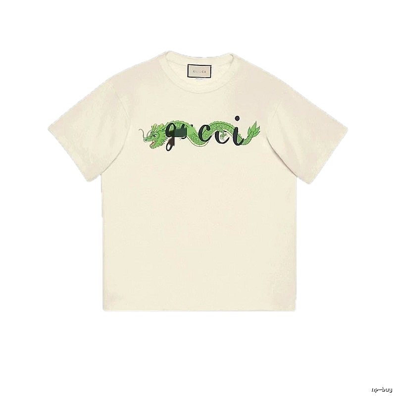 Gucci Year of the Dragon Collection Vintage Style Off-White Short Sleeve T-Shirt