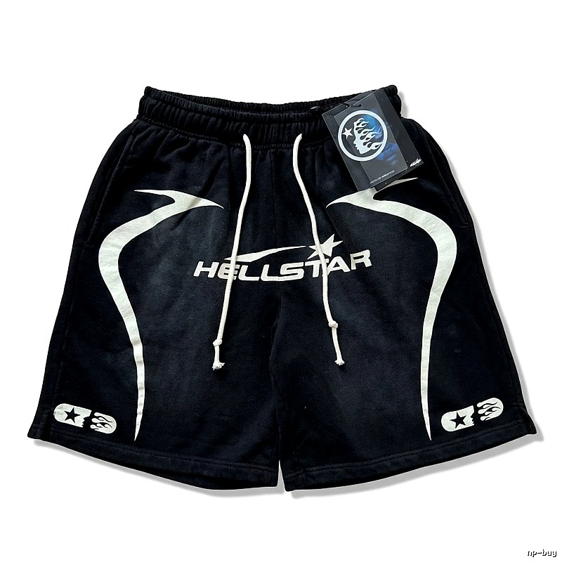 Hellstar dark-style black shorts