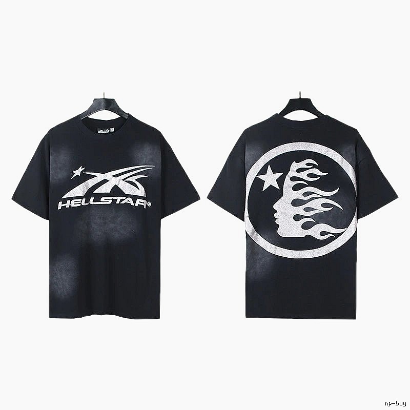 Hellstar Flame Print Street Style Black T-Shirt