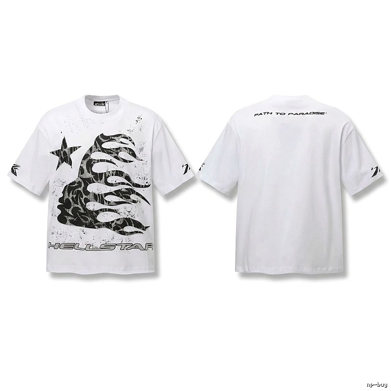 Hellstar Flame Print Style White T-shirt