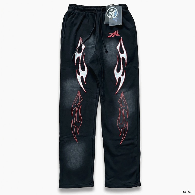 Hellstar Flame Wind Black Sweatpants