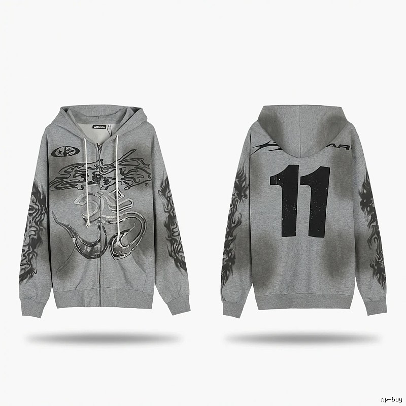 Hellstar Flame Wind Gray Sweatshirt