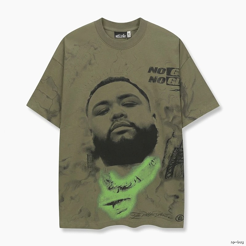Hellstar Retro Style Olive Green T-shirt