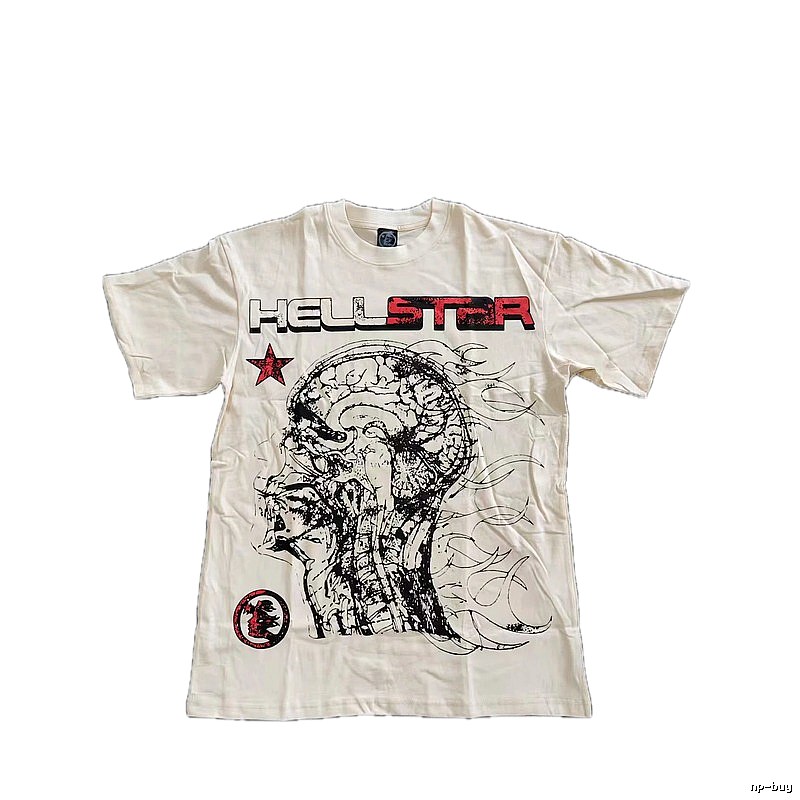 Hellstar Skeleton Print Street-style Off-white T-shirt