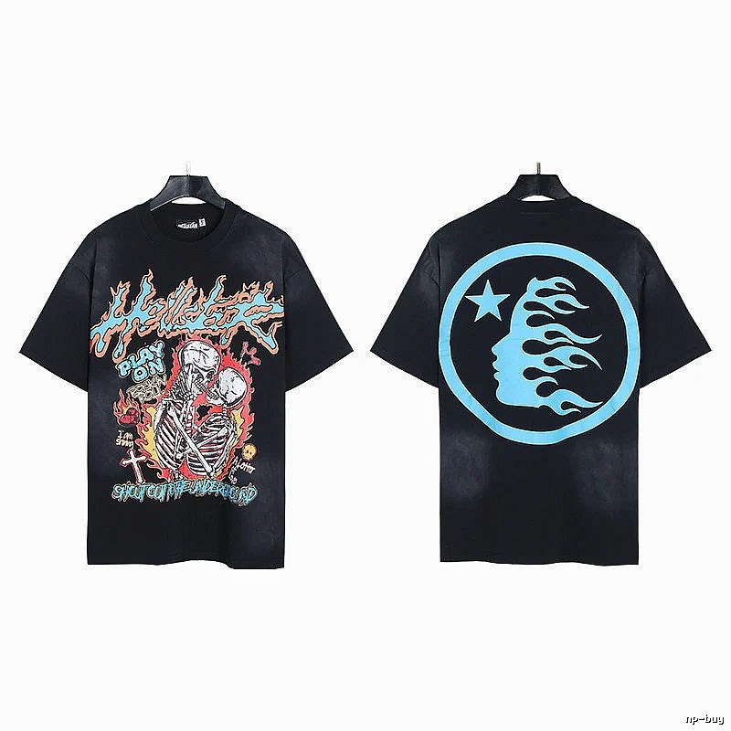Hellstar Skull Print Street Style Black T-Shirt
