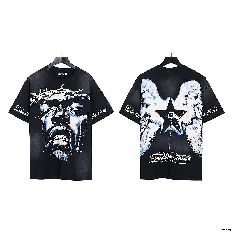 Hellstar Thorn Portrait Street Style Black Short-sleeve T-shirt