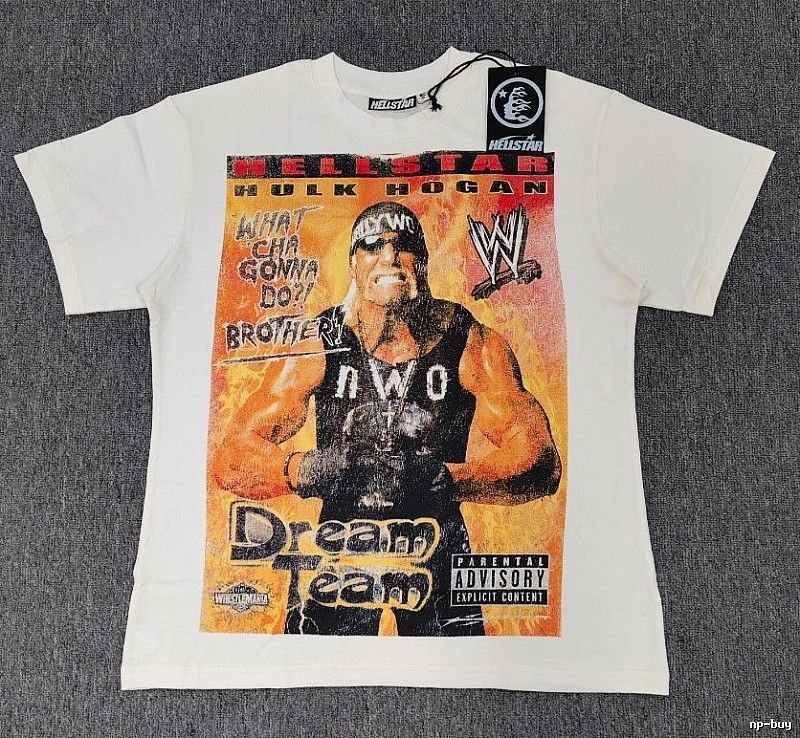 Hellstar x WWE Co-branded Vintage Style Off-white T-shirt