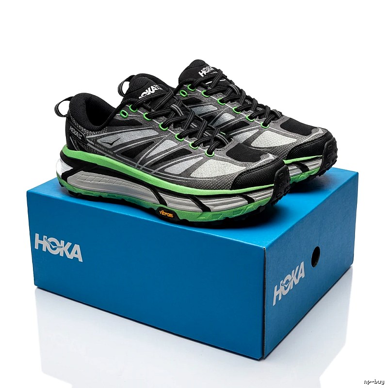 HOKA Trendy Black and Green Athletic Shoes