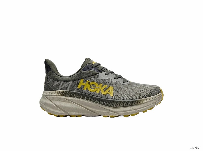 HOKA Trendy Cool Gray-Yellow Color-Combined Running Shoes