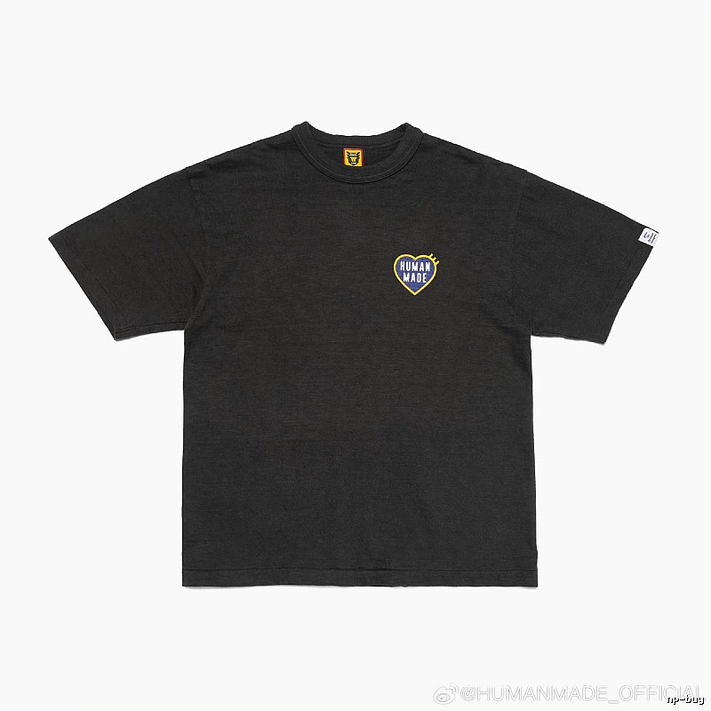 HUMAN MADE Heart Embroidered Japanese Streetwear Black T-Shirt