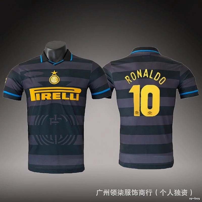 Inter Milan Sport Brehme #3 soccer jersey Blue Black Striped for Collection Drops