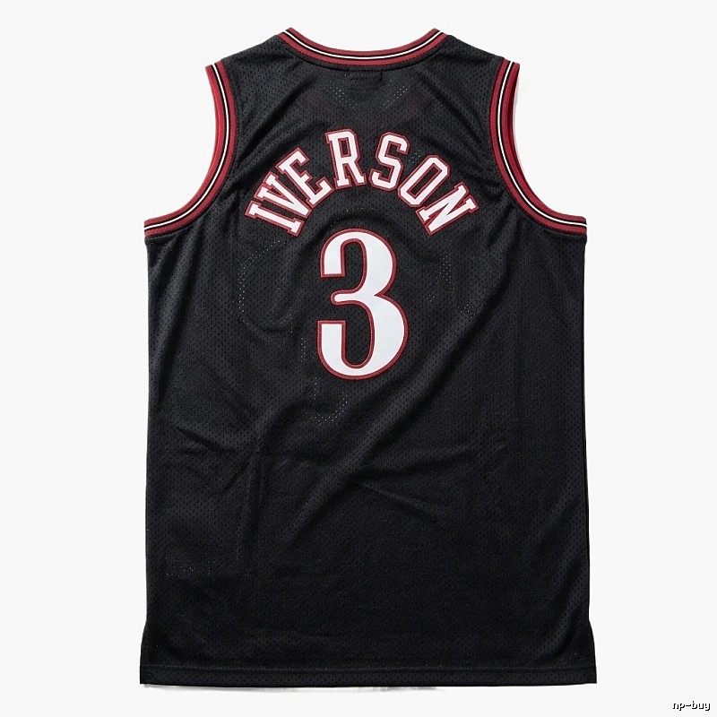 Iverson series black and red basketball uniforms.