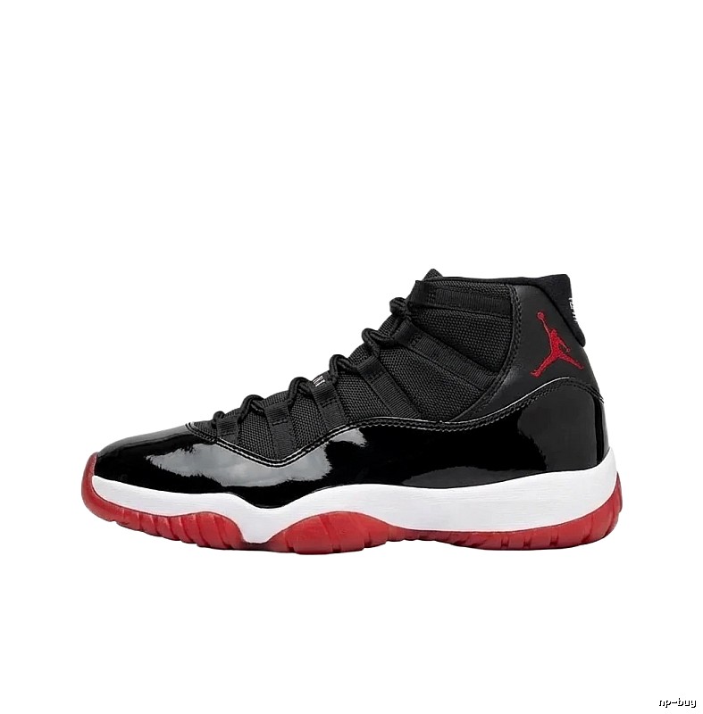 Jordan 11 High-Top Black and Red Athletic Shoes
