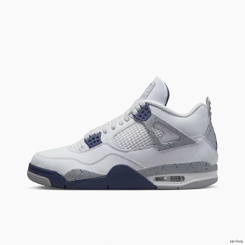 Jordan 4 trendy and cool style white and blue shoes