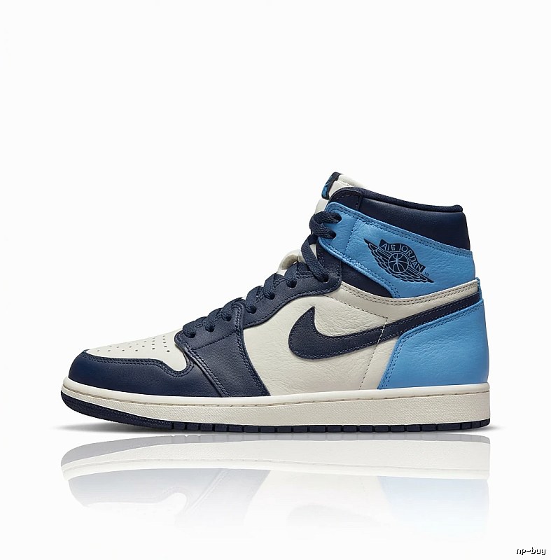 Jordan AJ1 High-Top Blue and White Sports Shoes