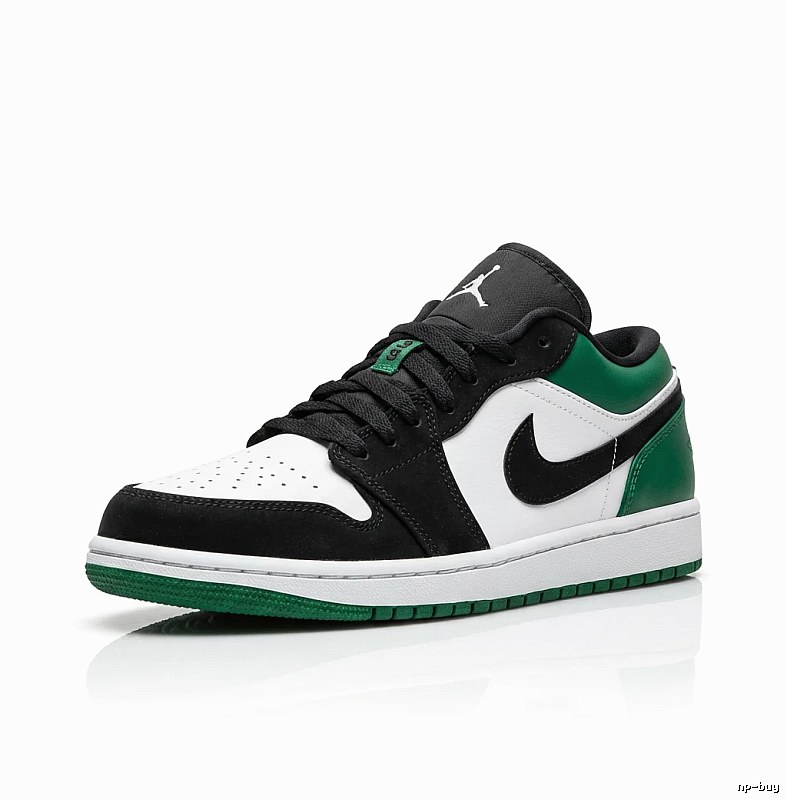 Jordan AJ1 Low Black-White-Green Trendy Sneakers