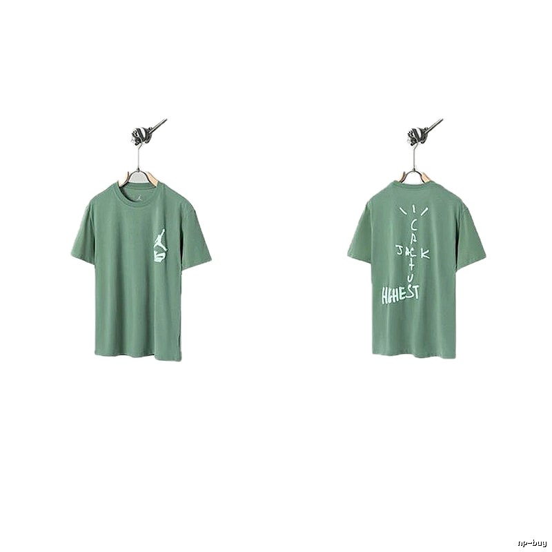 Jordan x Travis Scott Co-branded Street Style Pea Green T-Shirt