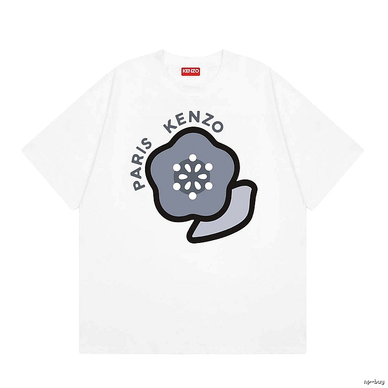 KENZO Begonia Print Casual Style White T-Shirt