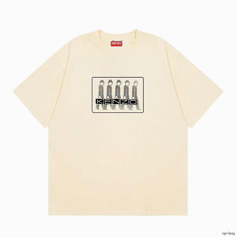 KENZO Character Print Casual Style Beige T-shirt