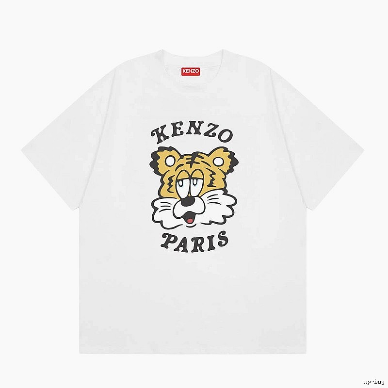 KENZO Tiger Head Casual Style White Short Sleeve T-Shirt